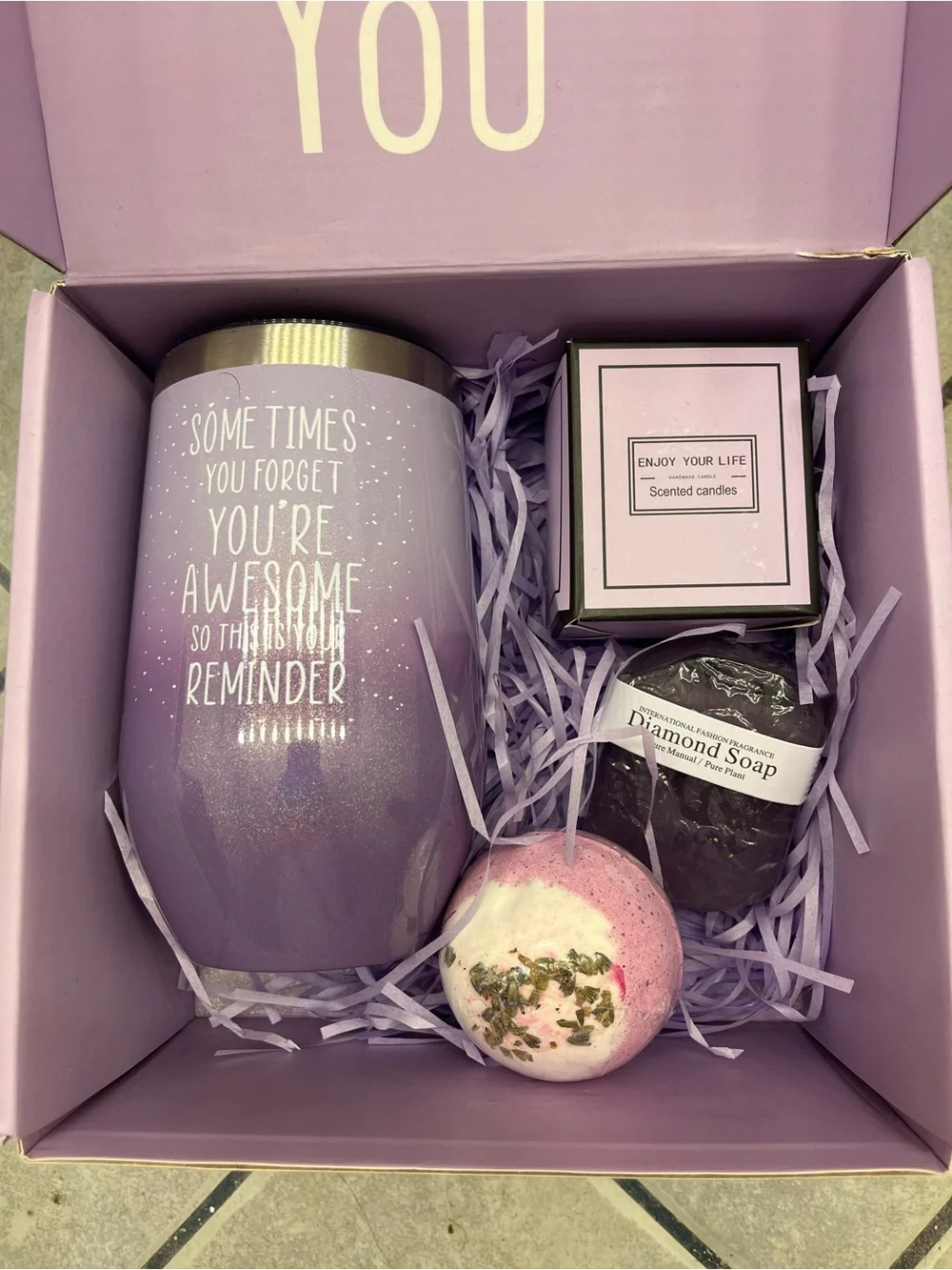 Just For You Lavender Bath Gift Set with Tumbler